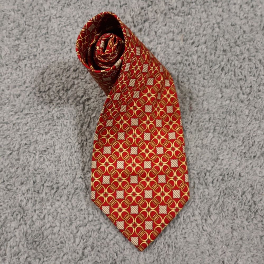 Paolo‎ Gucci Silk Necktie Made In Italy Red Motif